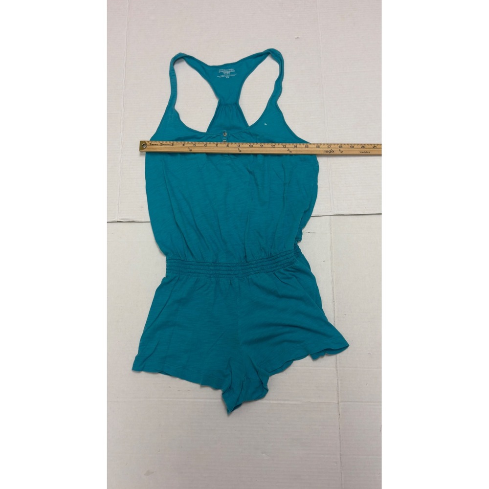 Victoria's Secret Romper M Teal Blue Henley Smocked Racerback Y2K Beach Summer - Picture 4 of 7